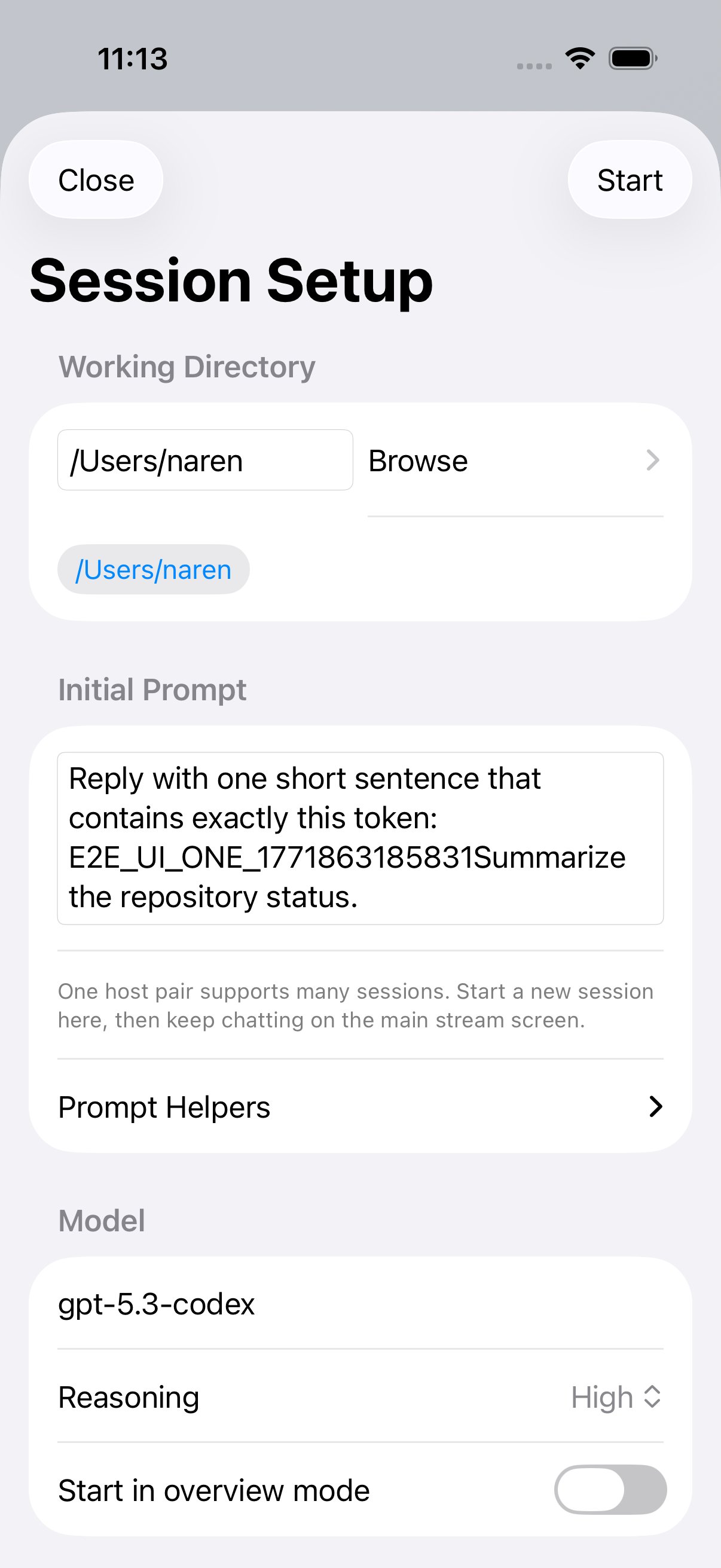 CodexAnywhere session setup